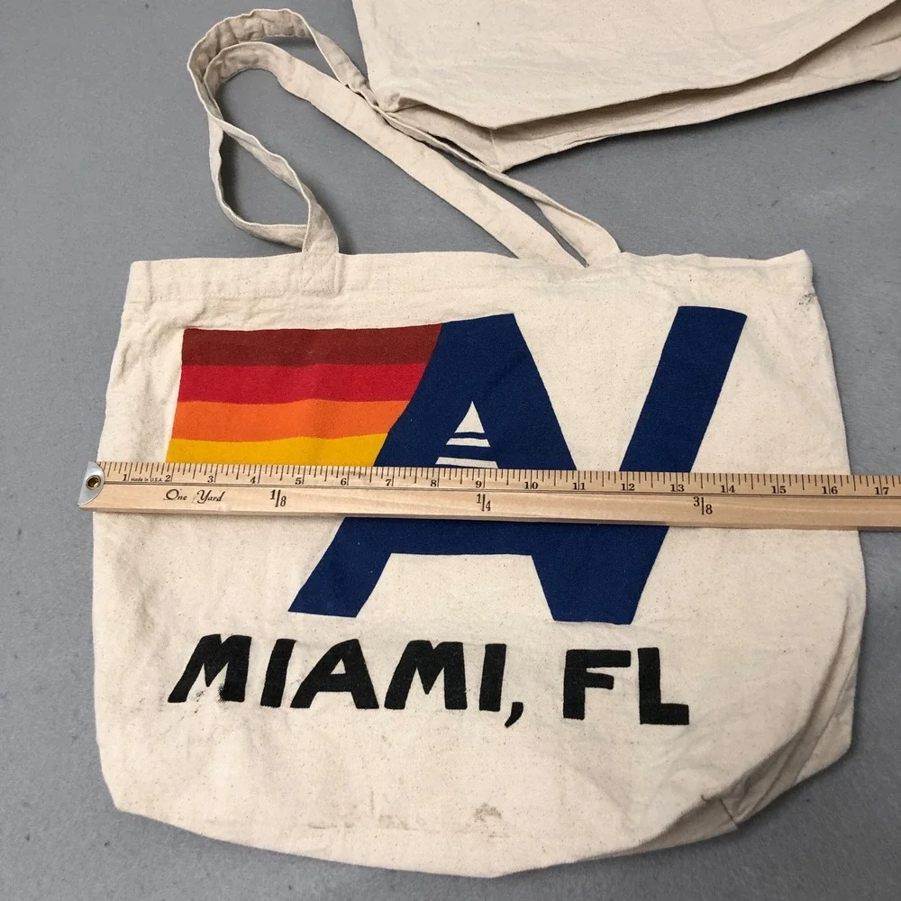 Aviator Nation Tote Bag Unisex OS Cream Miami La‎ Jolla Canvas Set of 2 Retro